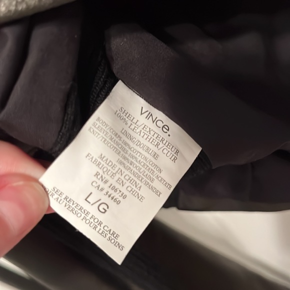 Vince Black Lambskin Leather Jacket Moto Zipped Mixed Media - Picture 7 of 8